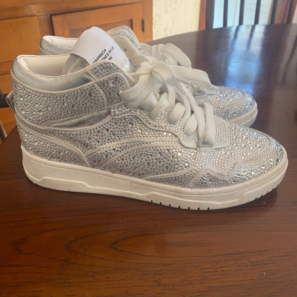 Sparkling Silver High-Top Sneakers